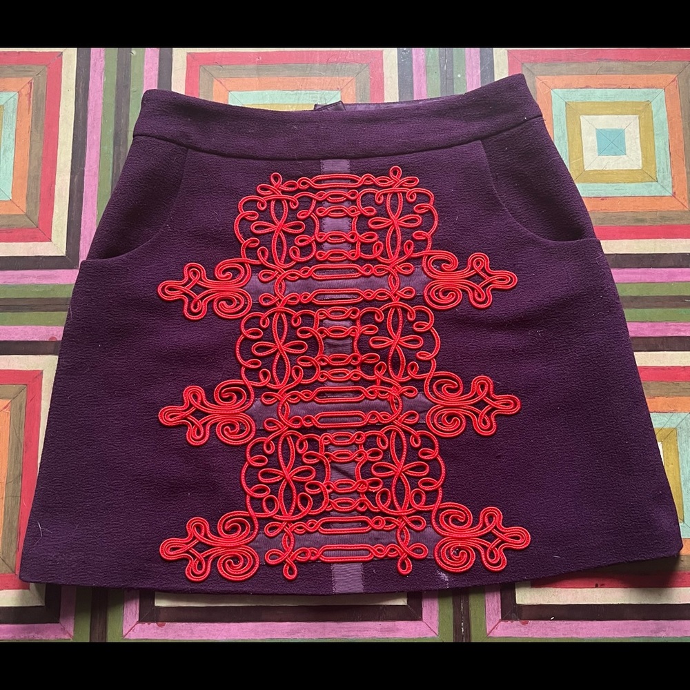 Nanette Lepore size 2 purple skirt with embellishment detail